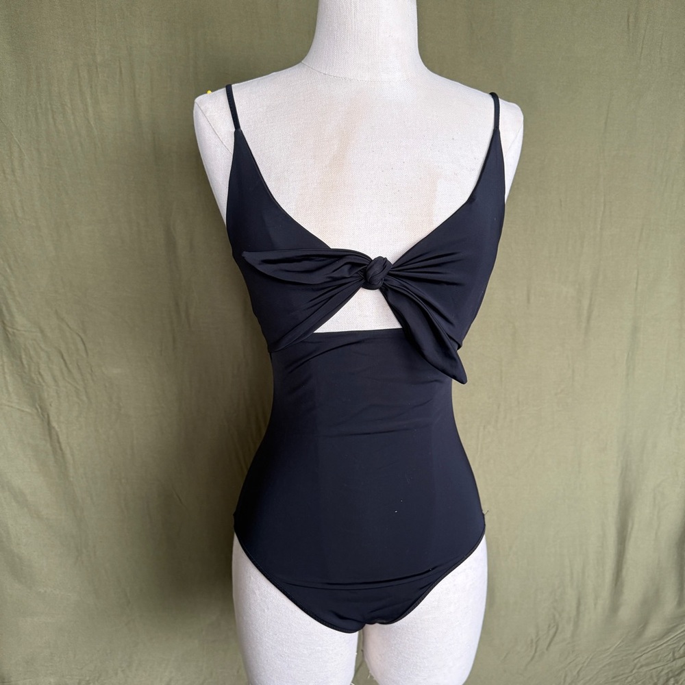 Aritzia Wilfred Noe Black Knot-Front One-Piece Swimsuit
